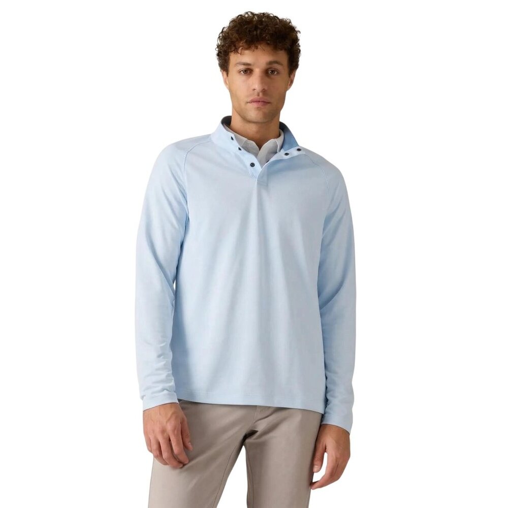Rhone Clubhouse Pullover Long Sleeve Polo Shirt, Misty Blue Men's Size Small NWT